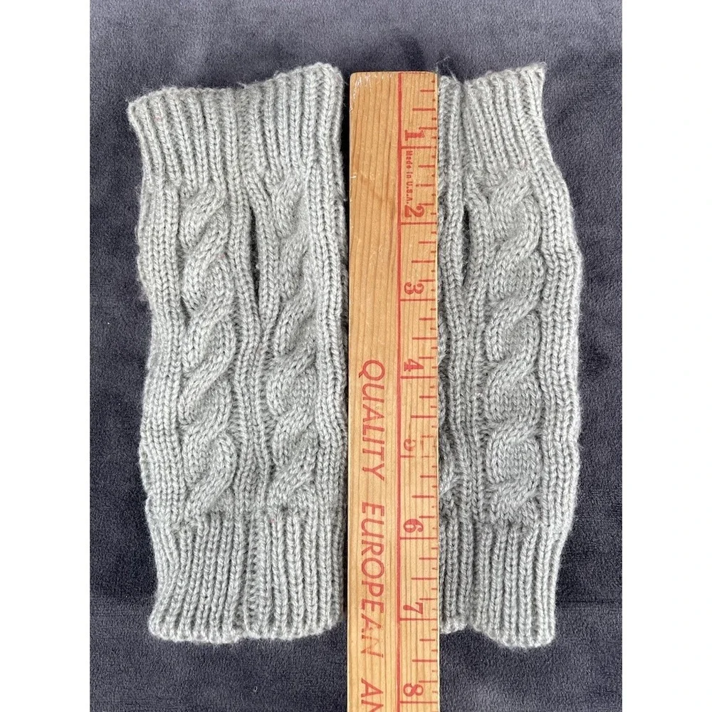 Gray Cable Knit Fingerless Gloves Hand Warmers Winter One Size Pair